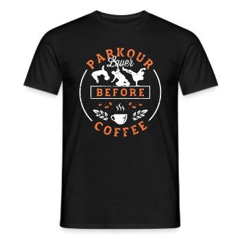 Parkour Lover Before Coffee Running Coffee Lover - Men's T-Shirt - black - Front - AI Model Male 178 light (178cm)