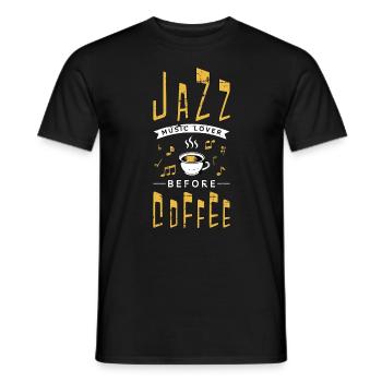Amateur de musique jazz avant d’être amateur de café saxophoniste - T-shirt homme - noir - Devant - AI Model Male 178 light (178cm)