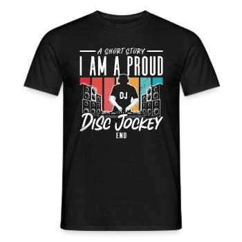 Disc Jockey Une histoire courte Je suis fier mélomane - T-shirt homme - noir - Devant - AI Model Male 178 light (178cm)