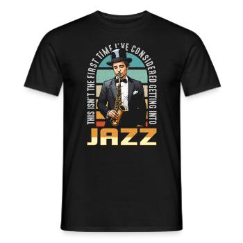 Jazz Music Ce n’est pas la première fois que le saxophoniste - T-shirt homme - noir - Devant - AI Model Male 178 light (178cm)