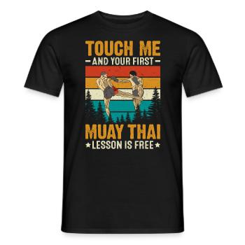 Touchez-moi et votre première leçon de Muay Thai est gratuite - T-shirt homme - noir - Devant - AI Model Male 178 light (178cm)