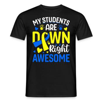 Enseignants de sensibilisation au syndrome de Down Bleu et Jaune - T-shirt homme - noir - Devant - AI Model Male 178 light (178cm)