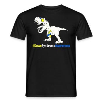 Sensibilisation au syndrome de Down Dinosaure bleu et jaune - T-shirt homme - noir - Devant - AI Model Male 178 light (178cm)