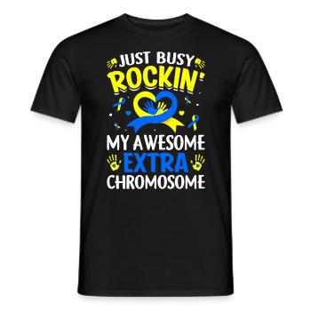 Mein Extra-Chromosomen-Down-Syndrom rocken - Männer T-Shirt - Schwarz - Vorne - AI Model Male 178 light (178cm)
