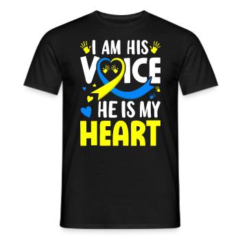 Je suis sa voix, il est mon cœur, ma mère, ma trisomie 21 - T-shirt homme - noir - Devant - AI Model Male 178 light (178cm)