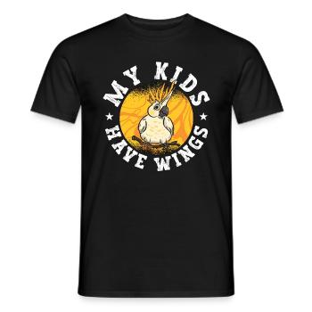 Cockatiel My Kids Have Wings Ornamental Bird Lover - Men's T-Shirt - black - Front - AI Model Male 178 light (178cm)