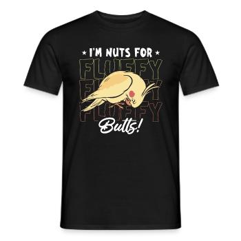 Cockatiel I'm Nuts For Fluffy Butts Parrot Lover - Men's T-Shirt - black - Front - AI Model Male 178 light (178cm)