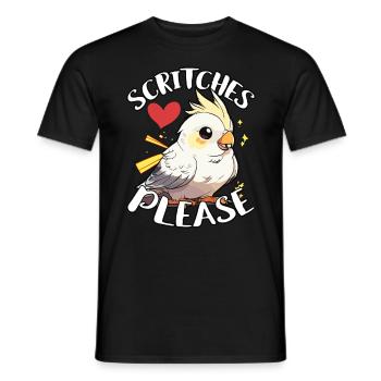 Cockatiel Scritches Please Budgie Cockatiel Lover - Men's T-Shirt - black - Front - AI Model Male 178 light (178cm)
