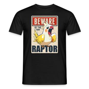 Cockatiel Beware Of The Tiny Raptor Parrot Budgie - Men's T-Shirt - black - Front - AI Model Male 178 light (178cm)