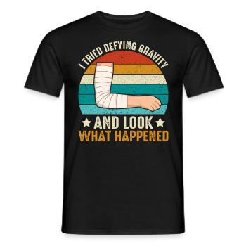Schwerkraft, Knochenbruch, Ausrutschen und Sturz, Unfallverletzung - Männer T-Shirt - Schwarz - Vorne - AI Model Male 178 light (178cm)