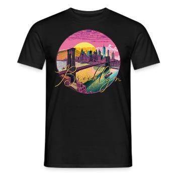 Brooklyn, Brücke, Bridge, Manhattan, Skyline, New York - T-shirt homme - noir - Devant - AI Model Male 178 light (178cm)