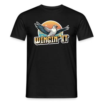 Pigeon voyageur Wingin' It Bird Lover Course de pigeons - T-shirt homme - noir - Devant - AI Model Male 178 light (178cm)