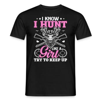 Je sais que je chasse comme une fille pour essayer de suivre les dames - T-shirt homme - noir - Devant - AI Model Male 178 light (178cm)