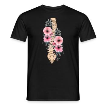 Funny Scoliosis Spinal Fusion Flowers Cervical - Men's T-Shirt - black - Front - AI Model Male 178 light (178cm)