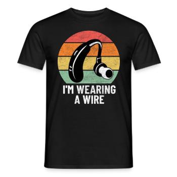 Wearing A Wire Funny Deaf Retro Groovy ASL - Men's T-Shirt - black - Front - AI Model Male 178 light (178cm)