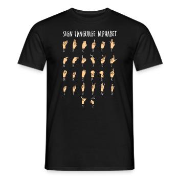 Sign Language Alphabet Funny Deaf and Hard of - Men's T-Shirt - black - Front - AI Model Male 178 light (178cm)