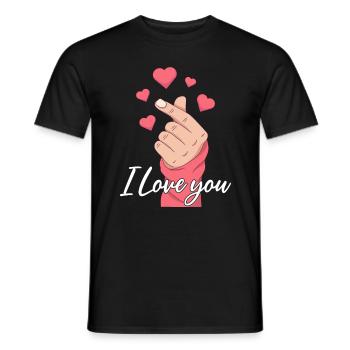 Korean I Love You Sign Language ASL Funny Deaf - Men's T-Shirt - black - Front - AI Model Male 178 light (178cm)