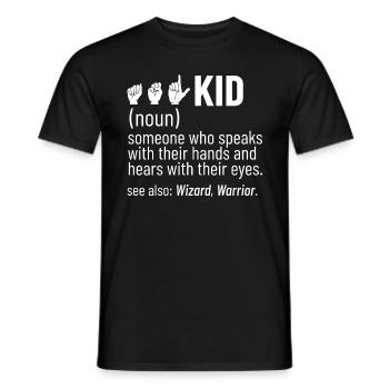 Deaf Kids Funny Deafness ASL Sign Language - Men's T-Shirt - black - Front - AI Model Male 178 light (178cm)
