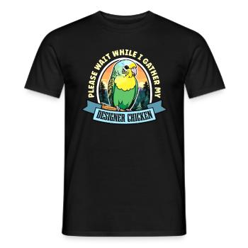 Perruche s’il vous plaît attendez pendant que je rassemble des oiseaux colorés - T-shirt homme - noir - Devant - AI Model Male 178 light (178cm)