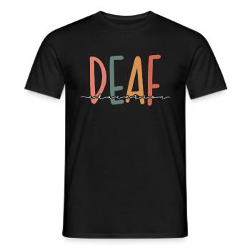 Deaf Education Retro Groovy DHH ASL Teacher - Men's T-Shirt - black - Front - AI Model Male 178 light (178cm)