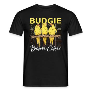 Perruche avant le café Propriétaire de perruche Amateur de café - T-shirt homme - noir - Devant - AI Model Male 178 light (178cm)