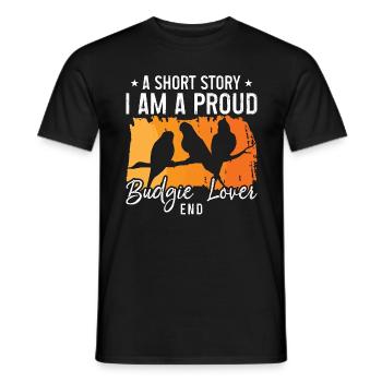 Amateur de perruches Une histoire courte Je suis propriétaire d’une perruche - T-shirt homme - noir - Devant - AI Model Male 178 light (178cm)