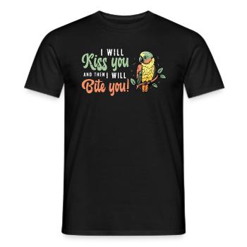 Conure I Will Kiss You And Then Parrot Bird Lover - Men's T-Shirt - black - Front - AI Model Male 178 light (178cm)