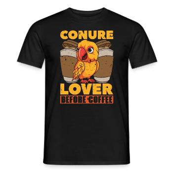 Conure Lover Before Coffee Pet Bird Coffee Lover - Männer T-Shirt - Schwarz - Vorne - AI Model Male 178 light (178cm)