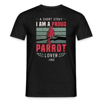 Amoureux des perroquets Une histoire courte Je suis un fier amoureux des oiseaux - T-shirt homme - noir - Devant - AI Model Male 178 light (178cm)