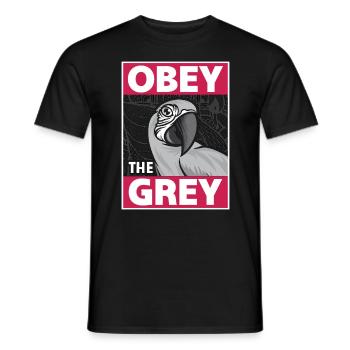 African Grey Obey The Grey Bird Owner Parrot Lover - Männer T-Shirt - Schwarz - Vorne - AI Model Male 178 light (178cm)