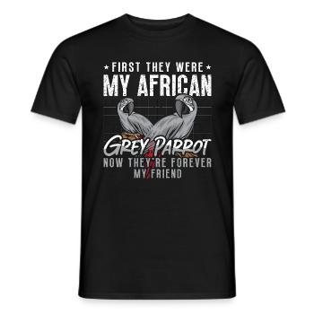 Gris africain d’abord, ils étaient mon propriétaire d’oiseau perroquet - T-shirt homme - noir - Devant - AI Model Male 178 light (178cm)