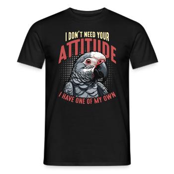 Gris africain Je n’ai pas besoin de votre attitude propriétaire d’oiseau - T-shirt homme - noir - Devant - AI Model Male 178 light (178cm)