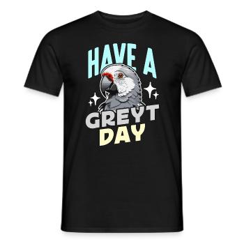 Gris africain ont un propriétaire d’oiseau perroquet Greyt Day - T-shirt homme - noir - Devant - AI Model Male 178 light (178cm)