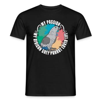 African Grey Parrot My Passion My Ornithologist - Männer T-Shirt - Schwarz - Vorne - AI Model Male 178 light (178cm)