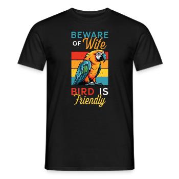 Macaw Bird Beware Of Wife Bird Is Ornithologist - Men's T-Shirt - black - Front - AI Model Male 178 light (178cm)