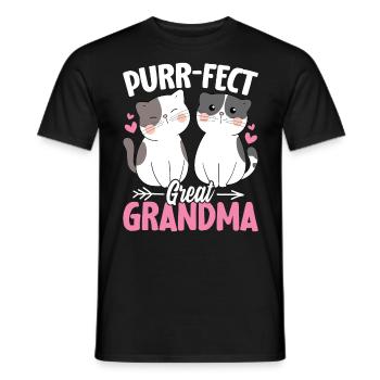 Purrfect Cat Grandma Kitten Funny Great Grandma - Men's T-Shirt - black - Front - AI Model Male 178 light (178cm)