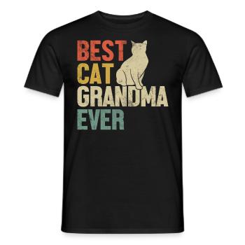 Best Cat Grandma Ever Retro Groovy Grandma Kitten - Men's T-Shirt - black - Front - AI Model Male 178 light (178cm)