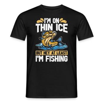 Ice Fishing I'm On Thin Ice But Hey Ice Anglers - Men's T-Shirt - black - Front - AI Model Male 178 light (178cm)