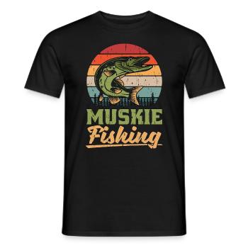 Muskie Fishing Predatory Fish Muskie Fisherman - Men's T-Shirt - black - Front - AI Model Male 178 light (178cm)