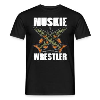 Pêche musquée Muskie Lutteur Prédateur Amateur De Poissons - T-shirt homme - noir - Devant - AI Model Male 178 light (178cm)