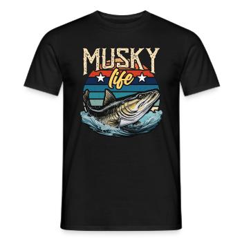Musky Fishing Musky Life Predatory Fish Fisherman - Men's T-Shirt - black - Front - AI Model Male 178 light (178cm)