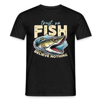 Musky Fishing Trust No Fish Believe Fishing Lover - Men's T-Shirt - black - Front - AI Model Male 178 light (178cm)