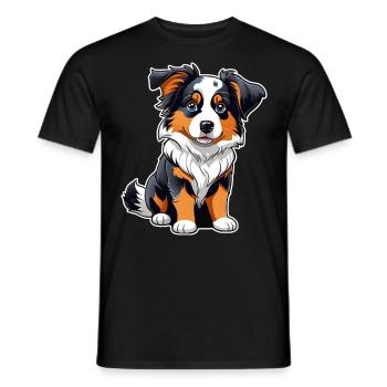 Chien Border Collie mignon - T-shirt homme - noir - Devant - AI Model Male 178 light (178cm)
