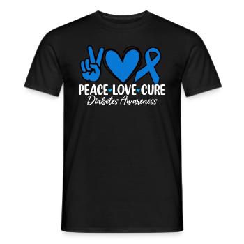 Peace Love Cure T1D Blue Ribbon Juvenile Diabetes - Men's T-Shirt - black - Front - AI Model Male 178 light (178cm)