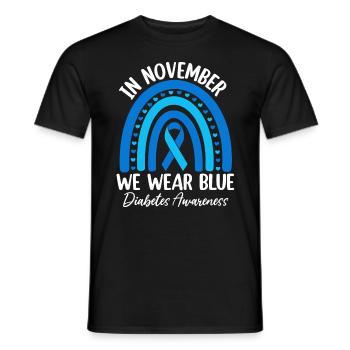 Im November tragen wir Blue Ribbon Rainbow Diabetes - Männer T-Shirt - Schwarz - Vorne - AI Model Male 178 light (178cm)