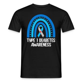 Typ-1-Diabetes-Bewusstsein Blaues Band Regenbogen T1D - Männer T-Shirt - Schwarz - Vorne - AI Model Male 178 light (178cm)