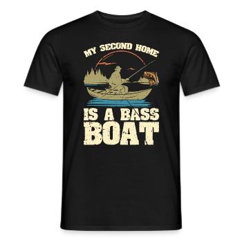 Pêche à l’achigan Ma deuxième maison est un pêcheur en bateau - T-shirt homme - noir - Devant - AI Model Male 178 light (178cm)
