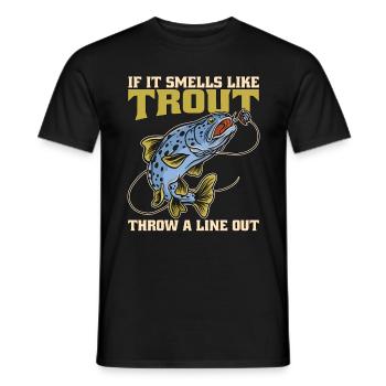 Trout Fishing If It Smells Like Trout Sportfishing - Men's T-Shirt - black - Front - AI Model Male 178 light (178cm)