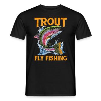 La pêche à la mouche à la truite aime la pêche sportive - T-shirt homme - noir - Devant - AI Model Male 178 light (178cm)
