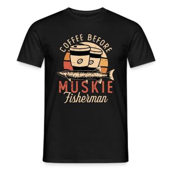 Muskie Fisherman Coffee aime la pêche amateur de café - T-shirt homme - noir - Devant - AI Model Male 178 light (178cm)